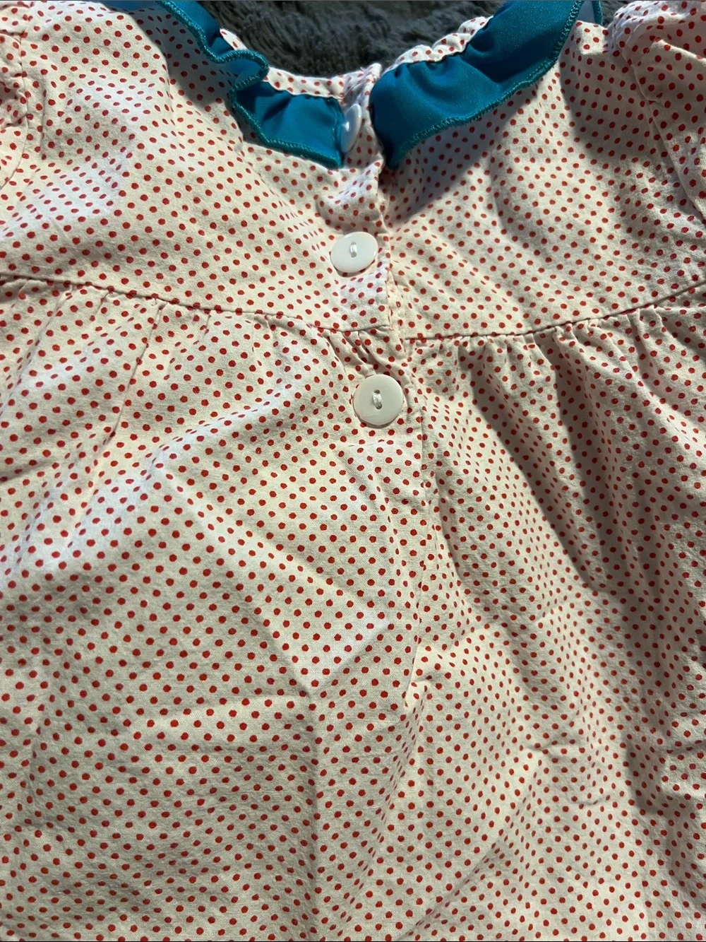 My Brand Teal & White Strawberry Ruffle Kids Matching Set